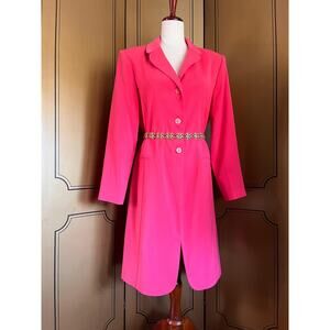 Vintage long jacket in coral pink, size 14